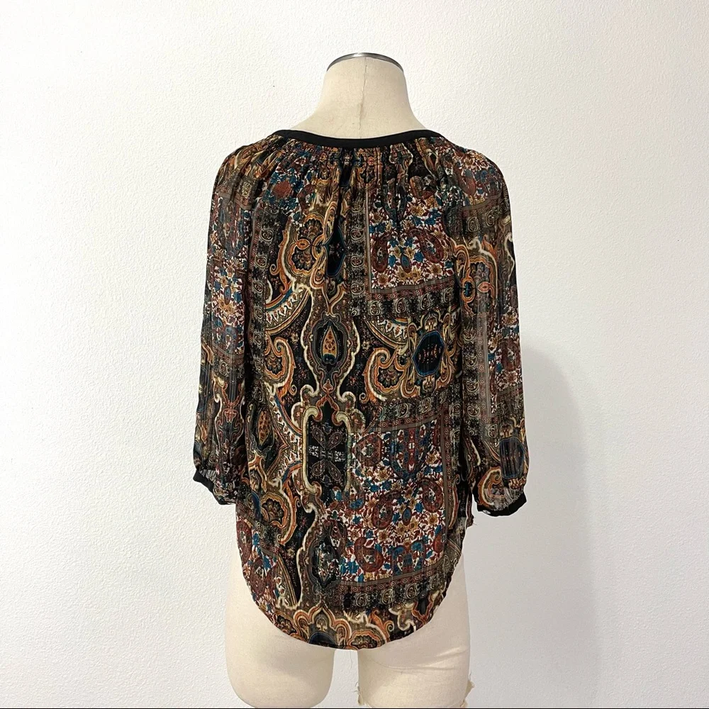 Anthropologie- Meadow Rue Multi Metallic Paisley Blouse Size XS_4